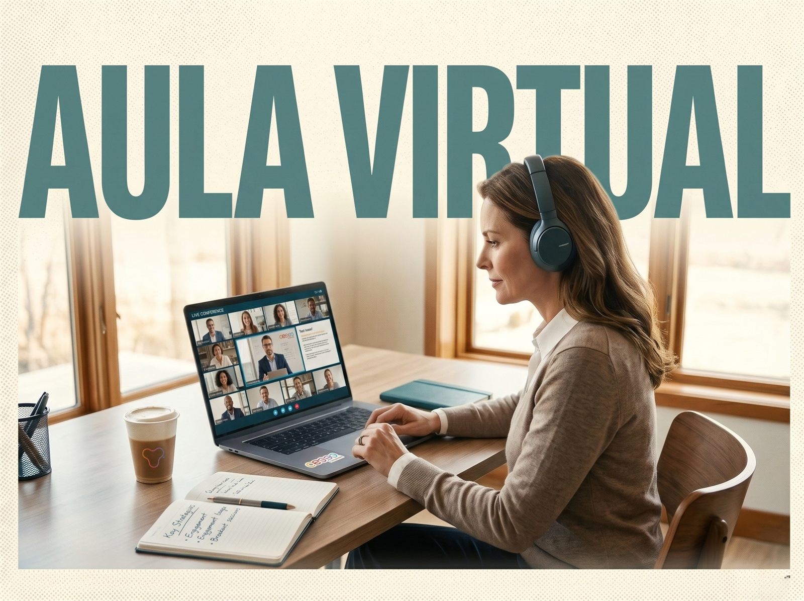 Participante siguiendo una clase en directo por videollamada desde su puesto de trabajo